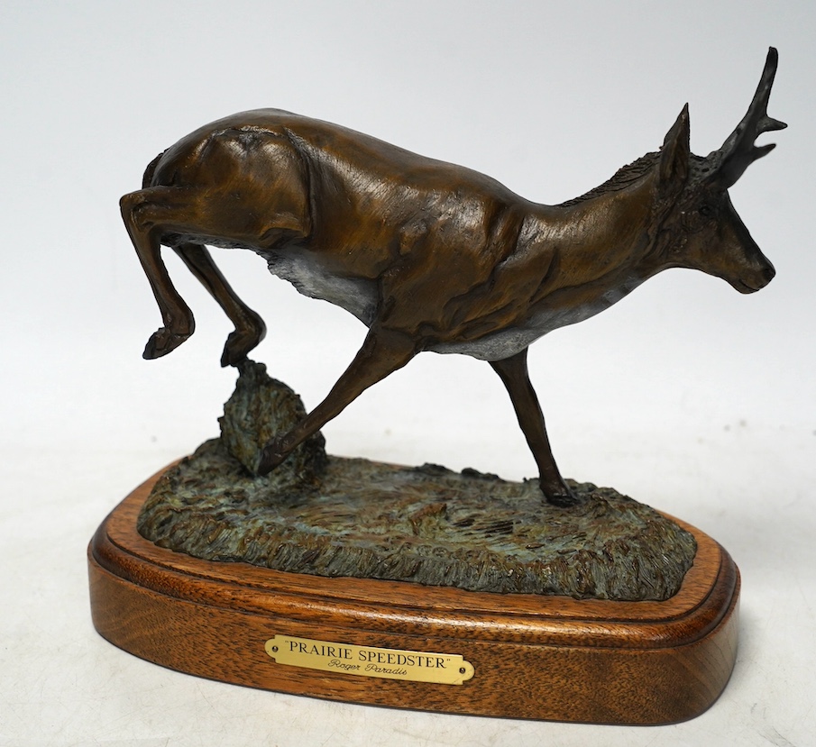 Roger Paradis (Canadian), a modern bronze, 'Prairie Speedster', signed, 19cm. Condition - good